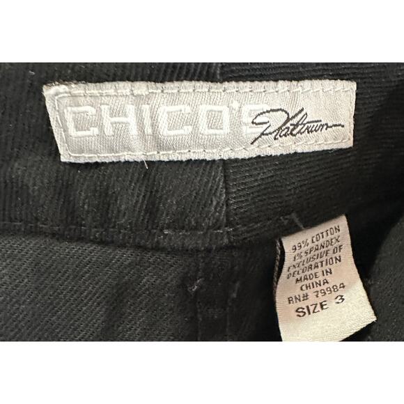 Chico’s Platinum black cropped jeans capris embellished back pockets size 3 - Picture 3 of 7